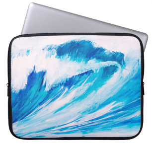 waterverf van de golven van de hoge oceaan van bla laptop sleeve