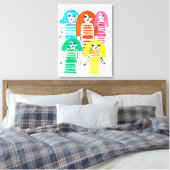 Waterverf van de grappige, kleurrijke meisjespop canvas afdruk (Insitu (Slaapkamer))