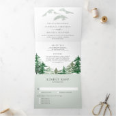 Waterverf van de Groene Bossen Drieluik Uitnodiging (Binnen)