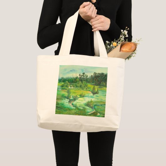 waterverf van de groene vallei grote tote bag (Voorkant (product))