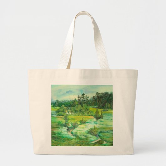 waterverf van de groene vallei grote tote bag (Voorkant)