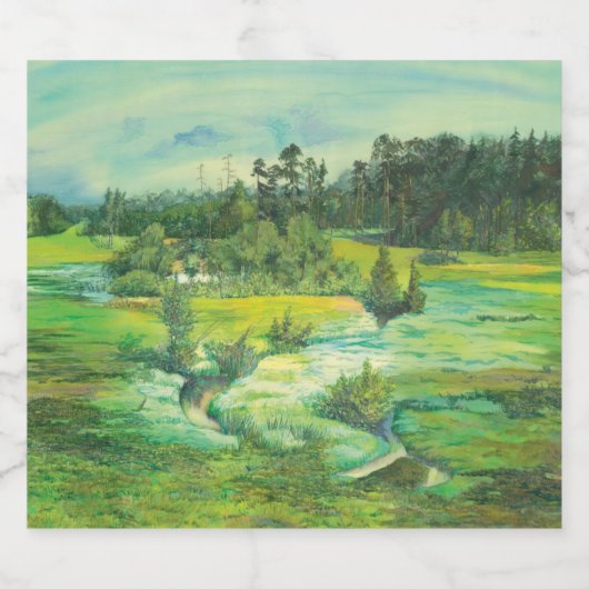 waterverf van de groene vallei sparkling wijnetiket (Enkel label)