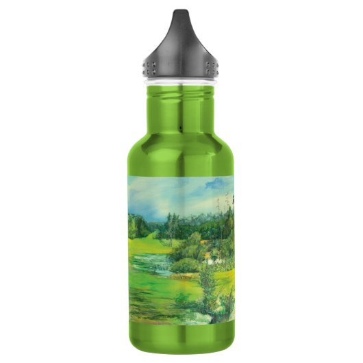 waterverf van de groene vallei waterfles  (Links)