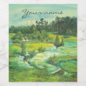 waterverf van de groene vallei wijn etiket (Enkel label)