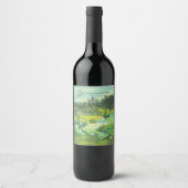 waterverf van de groene vallei wijn etiket (Voorkant)