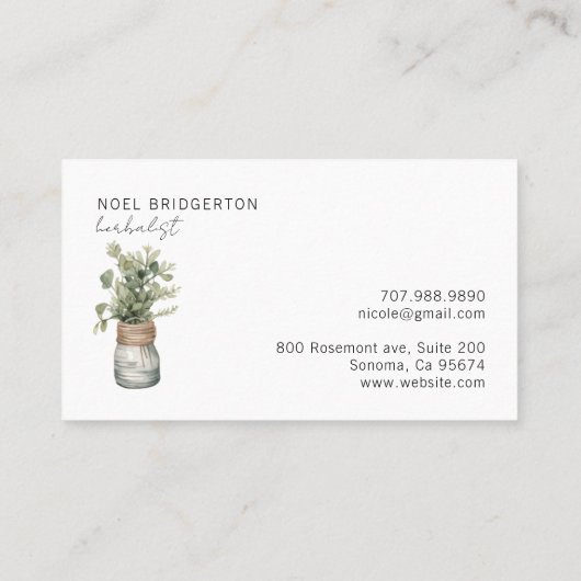 Waterverf van de Herbalist Planten Visitekaartje (Achterkant)