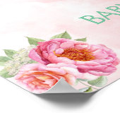 Waterverf van de hete luchtballon Roze Mint Peach Poster (Hoek)