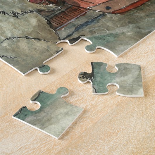 Waterverf van de Ierse Pub Jigzaag Puzzle Legpuzzel (Zijkant)