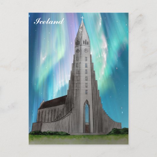 Waterverf van de IJslandse kerk van Reykjavik Briefkaart (Voorkant)