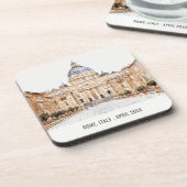 Waterverf van de Italiaanse St. Peters Basilica Bier Onderzetter (Linkerzijde)