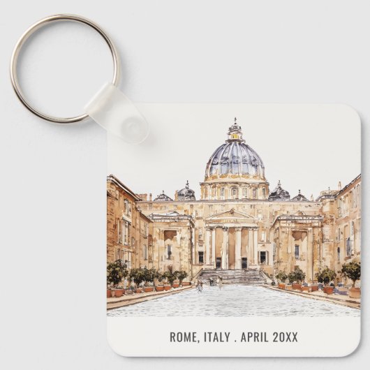 Waterverf van de Italiaanse  St. Peters Basilica Sleutelhanger (Voorkant)