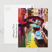 Waterverf van de  kanaalbrug van Venetië Briefkaart (Voorkant / Achterkant)