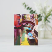 Waterverf van de  kanaalbrug van Venetië Feestdagenkaart (Staand voorkant)
