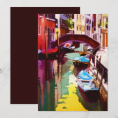 Waterverf van de  kanaalbrug van Venetië Feestdagenkaart (Voorkant / Achterkant)