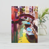 Waterverf van de  kanaalbrug van Venetië Feestdagenkaart (Staand voorkant)