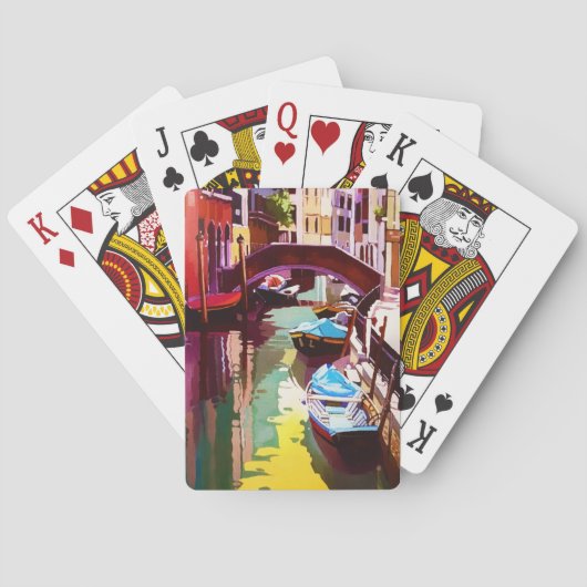 Waterverf van de  kanaalbrug van Venetië Pokerkaarten (Achterkant)