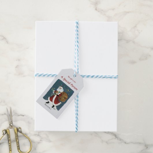  Waterverf van de Kerstman Cadeaulabel (Met Touw)