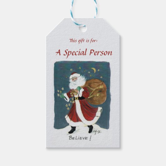  Waterverf van de Kerstman Cadeaulabel (Voorkant)