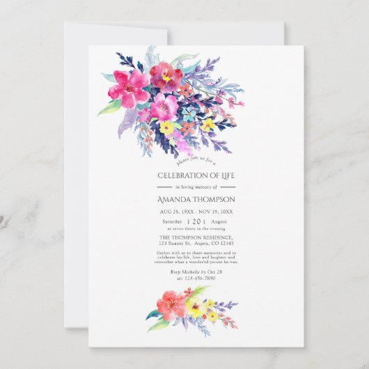 Waterverf van de kleurrijke Floral Celebration of Kaart (Voorkant)