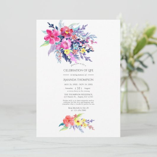 Waterverf van de kleurrijke Floral Celebration of  Kaart (Staand voorkant)