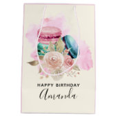 Waterverf van de Kleurrijke Macarons en de Bloemen Medium Cadeauzakje (Achterkant)