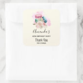 Waterverf van de Kleurrijke Macarons en de Bloemen Vierkante Sticker (Tas)