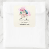 Waterverf van de Kleurrijke Macarons en de Bloemen Vierkante Sticker (Tas)