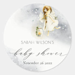 Waterverf van de klinkerstbakkerij — Baby shower Ronde Sticker