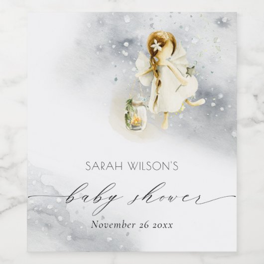 Waterverf van de klinkerstbakkerij — Baby shower Wijn Etiket (Enkel label)