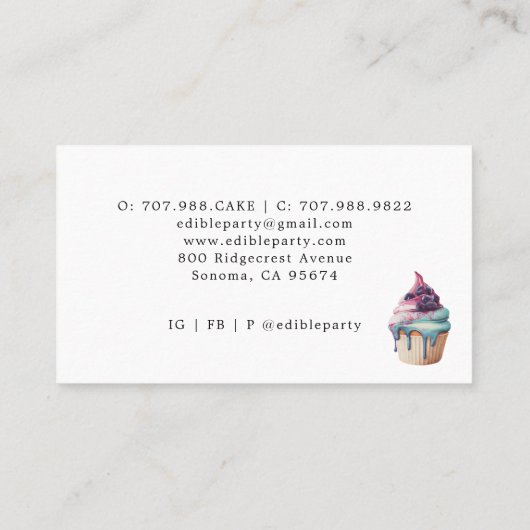 Waterverf van de koekjesborst en de desserts visitekaartje (Achterkant)