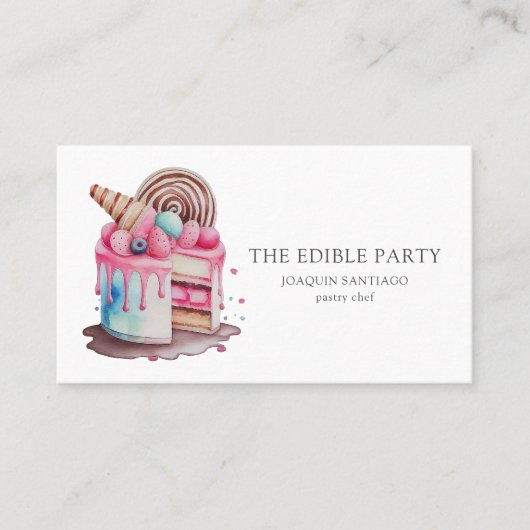Waterverf van de koekjesborst en de desserts visitekaartje (Voorkant)