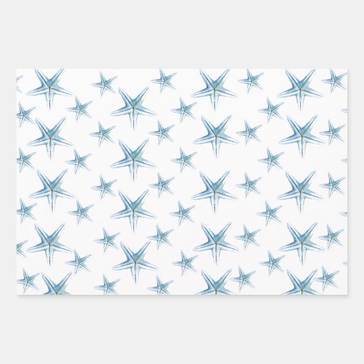 Waterverf van de kustblauwe zeebaars en koraal inpakpapier vel (Voorkant 3)