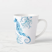 Waterverf van de kustblauwe zeepaardjes en de kora latte mok (Rechts)