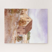 Waterverf van de kustkust van het visserijhuis legpuzzel (Horizontaal)