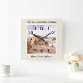 Waterverf van de kustkust van het visserijhuis vierkante klok (Huis)