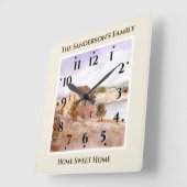 Waterverf van de kustkust van het visserijhuis vierkante klok (Hoek)