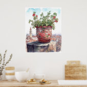 Waterverf van de ladingbloem poster (Keuken)