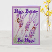 Waterverf van de lavendel en de bijen: Birthday Kaart (Gele Bloem)
