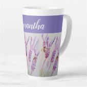 Waterverf van de lavendel en de bijen: Birthday Latte Mok (Rechterhoek)