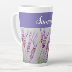 Waterverf van de lavendel en de bijen: Birthday Latte Mok