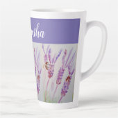 Waterverf van de lavendel en de bijen: Birthday Latte Mok (Rechts)