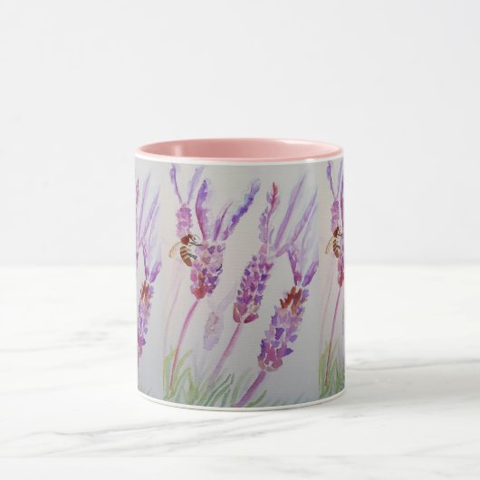 Waterverf van de lavendel en de bijen: Birthday Mok (Midden)