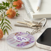 Waterverf van de lavendel en de bijen: Birthday Sleutelhanger (Voorkant Rechts)