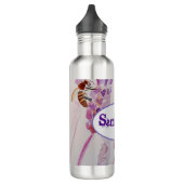 Waterverf van de lavendel en de bijen: Birthday Waterfles (Links)