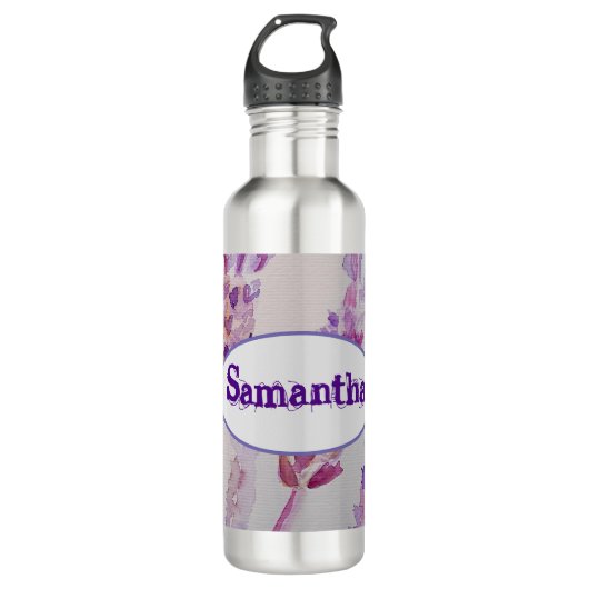 Waterverf van de lavendel en de bijen: Birthday Waterfles (Voorkant)