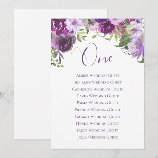 Waterverf van de lavendel Floral Tabel 1 Zitplaats (Voorkant / Achterkant)