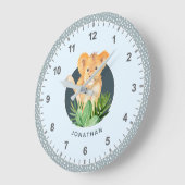 Waterverf van de leeuwenkast van wilde dieren Kind Grote Klok (Hoek)