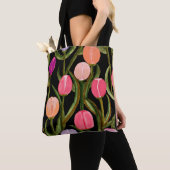 Waterverf van de lente op zwart Tas (Dichtbij)