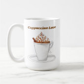 Waterverf van de liefde van Cappucino met cinnamon Koffiemok (Links)