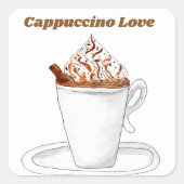 Waterverf van de liefde van Cappucino met cinnamon Vierkante Sticker (Voorkant)